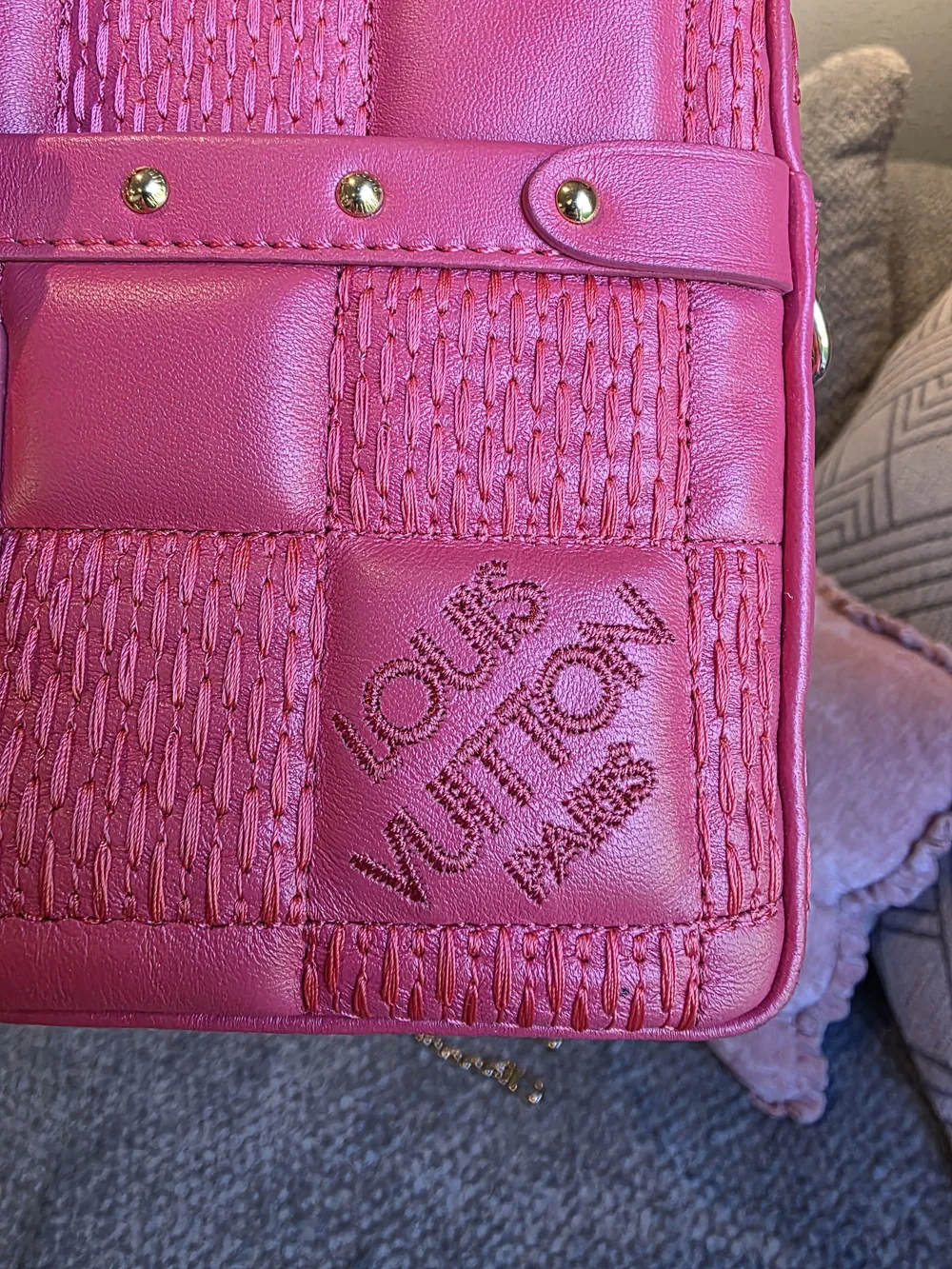 Louis Vuitton Pink Troca Quilted Damier Convertible Camera Bag
